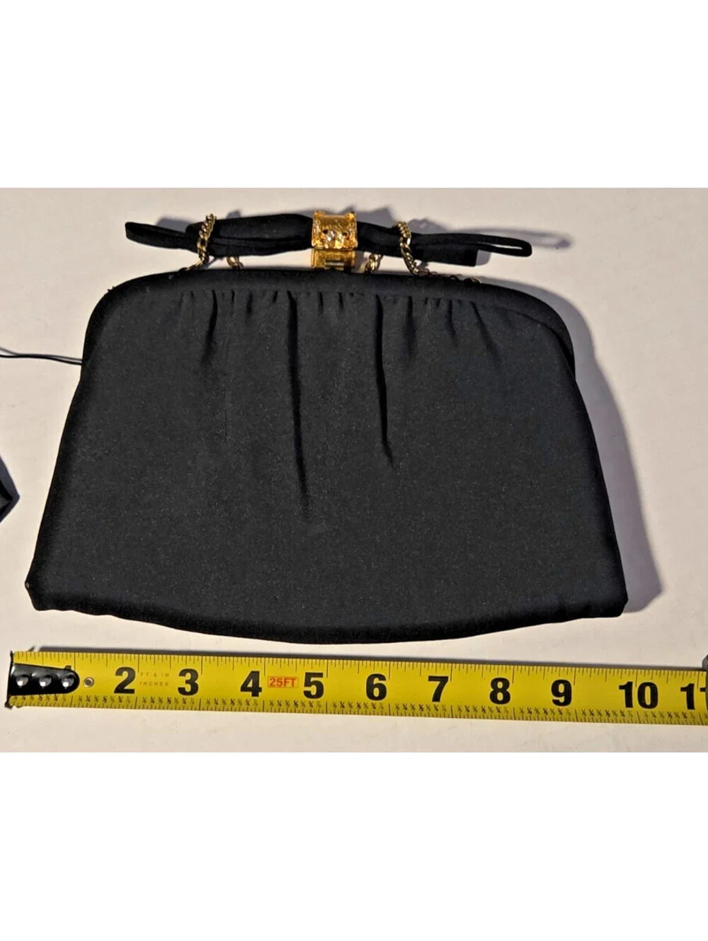 Vintage After Five Lowy & Mund Black Satin 50s/60s Clutch Coin Purse Tag Attach